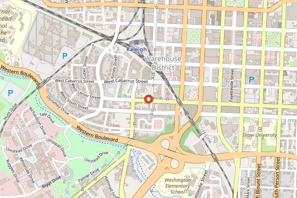 Map showing Sam Jones BBQ in Raleigh
