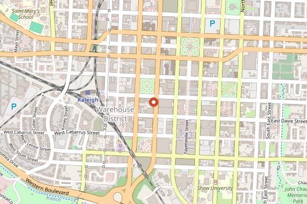 Map showing Whiskey Kitchen in Raleigh