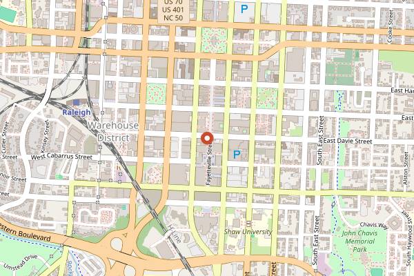 Map showing Raleigh's International Holiday Market in Raleigh
