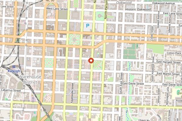 Map showing Moore Square Market in Raleigh