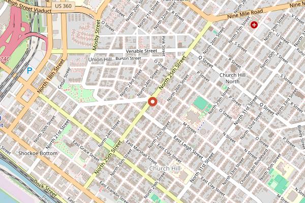Map showing The Roosevelt in Richmond