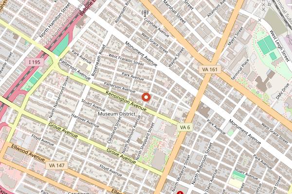 Map showing Black Hand Coffee Co in Richmond