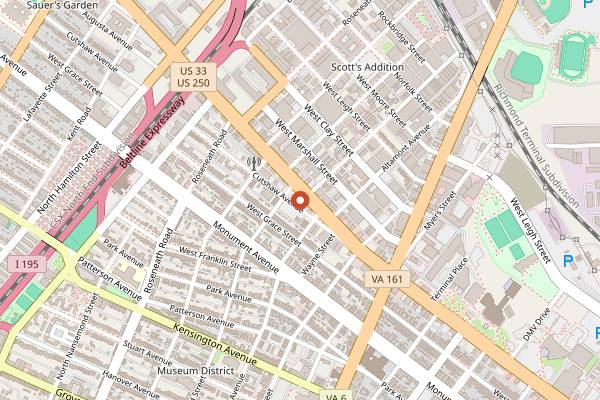 Map showing Blanchard's Coffee Roasting Co in Richmond