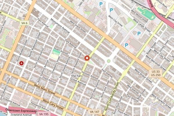 Map showing Garnett's Cafe in Richmond