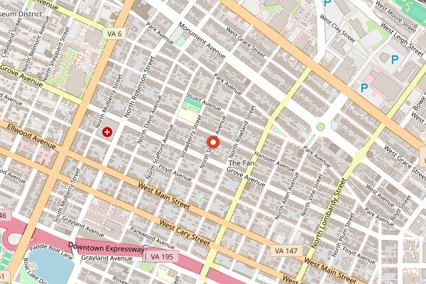 Map showing Joe's Inn in Richmond