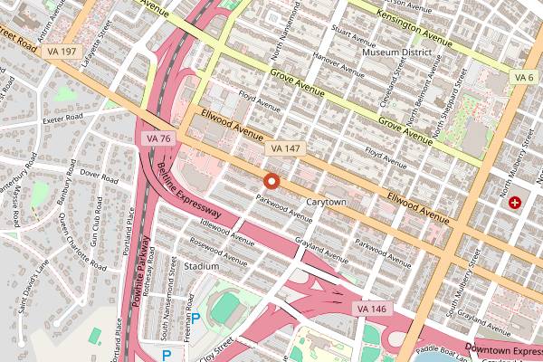 Map showing Mary Angela's Pizzeria in Richmond