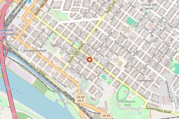 Map showing Riverbend Roastery in Richmond
