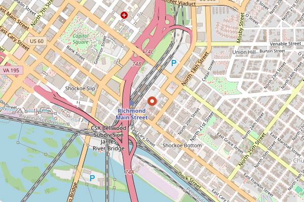 Map showing 17th Street Farmers Market in Richmond