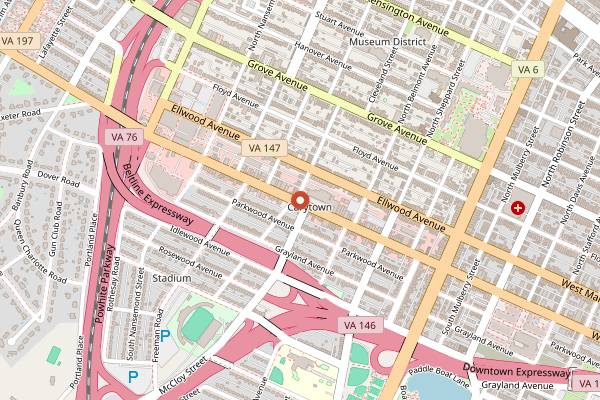 Map showing Babe's of Carytown in Richmond