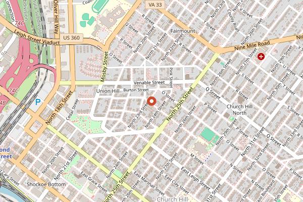 Map showing Metzger Bar in Richmond