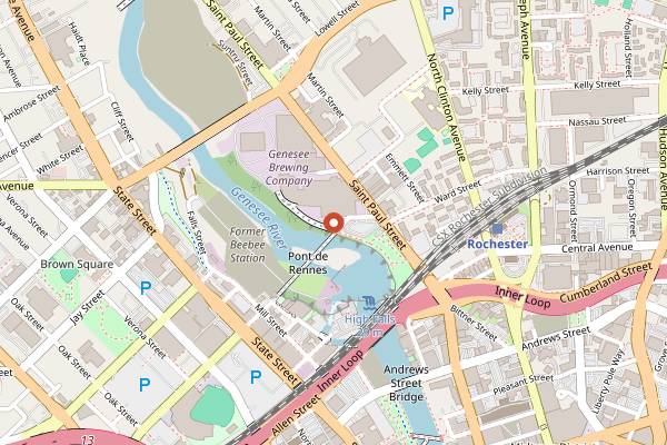Map showing Genesee Brew House in Rochester