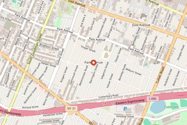 Map showing Flower City Food Tours - Park Avenue in Rochester