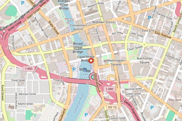 Map showing Dinosaur Bar-B-Que in Rochester