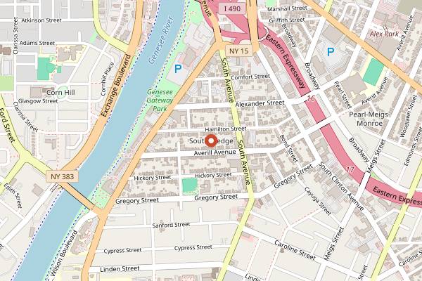 Map showing South Wedge Farmers Market in Rochester