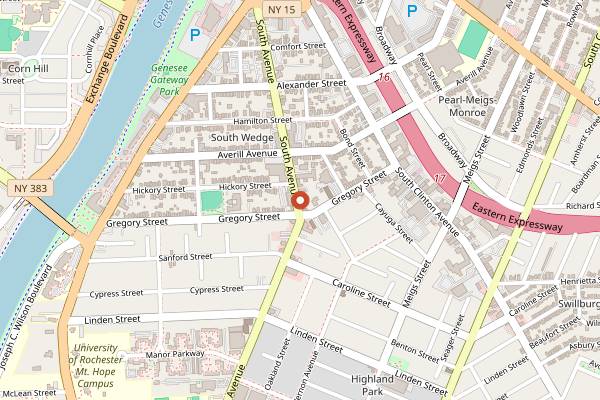 Map showing Lux Lounge in Rochester