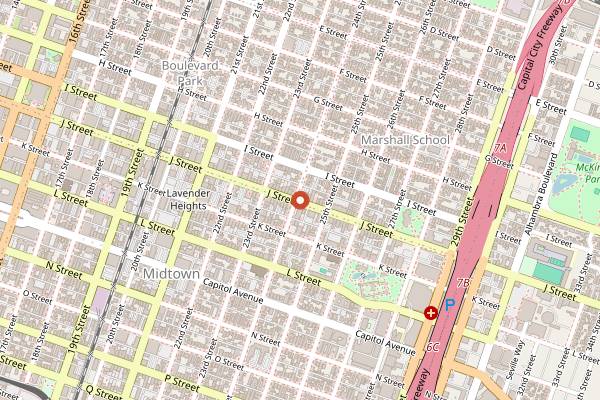 Map showing Rick's Dessert Diner in Sacramento
