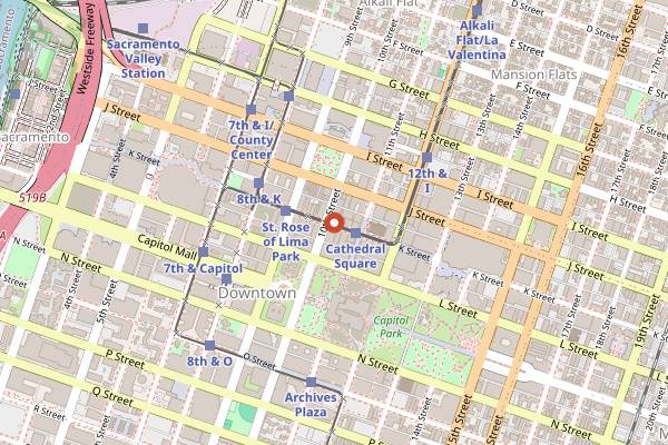Map showing Empress Tavern in Sacramento