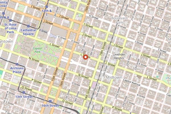 Map showing Mattie Groves Brewery in Sacramento