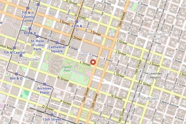 Map showing Cafeteria 15L Brunch in Sacramento