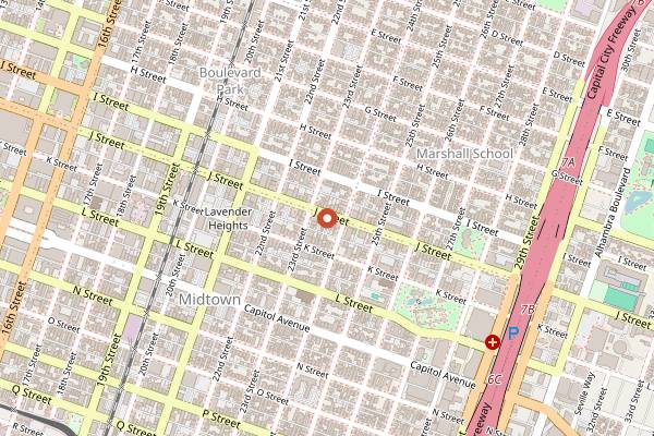 Map showing Cornerstone Cafe and Bar Brunch in Sacramento