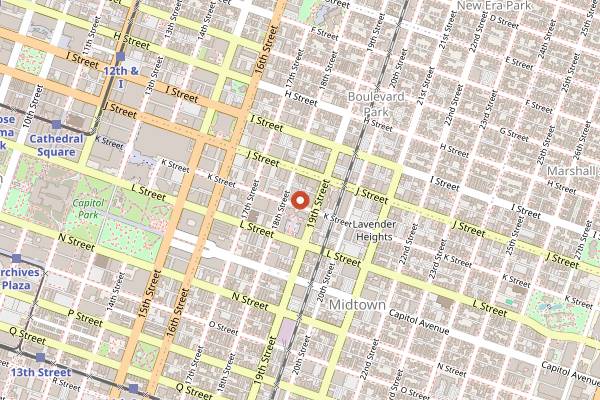 Map showing The Porch Sunday Brunch in Sacramento