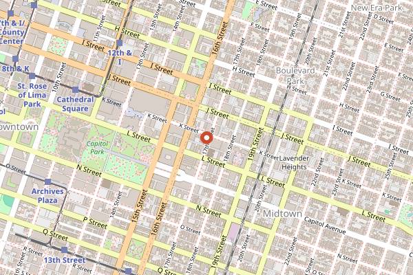 Map showing Squeeze Burger K Street in Sacramento