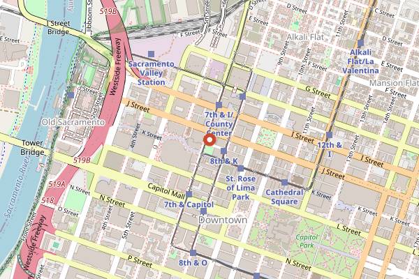 Map showing Crème Coffee in Sacramento