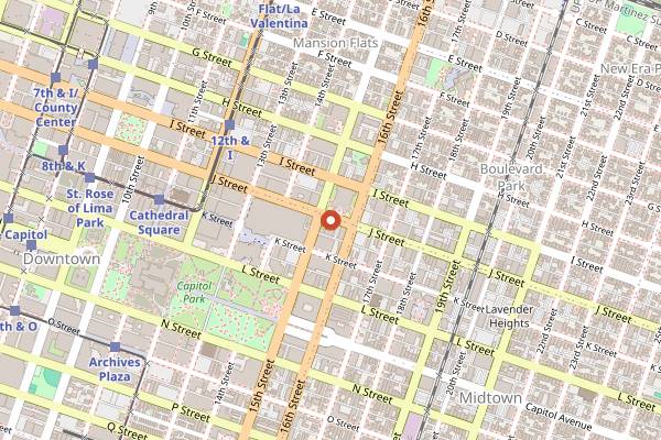 Map showing Mikuni Japanese Restaurant and Sushi Bar Midtown in Sacramento