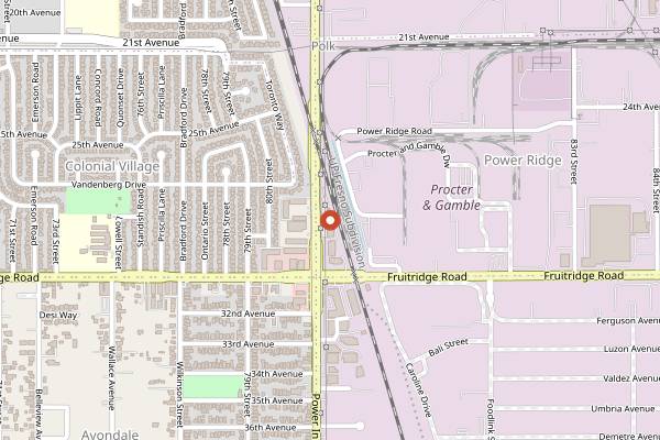 Map showing Squeeze Burger Power Inn in Sacramento