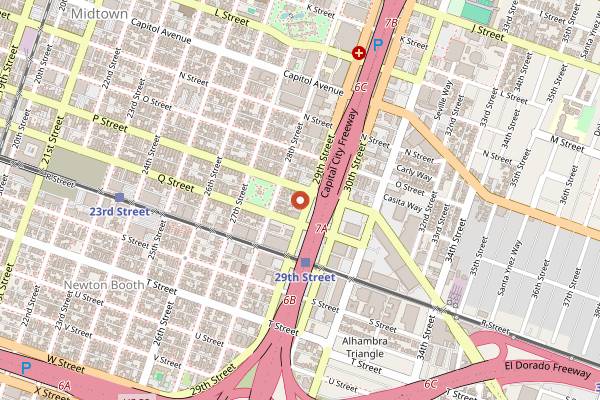 Map showing Suzie Burger in Sacramento