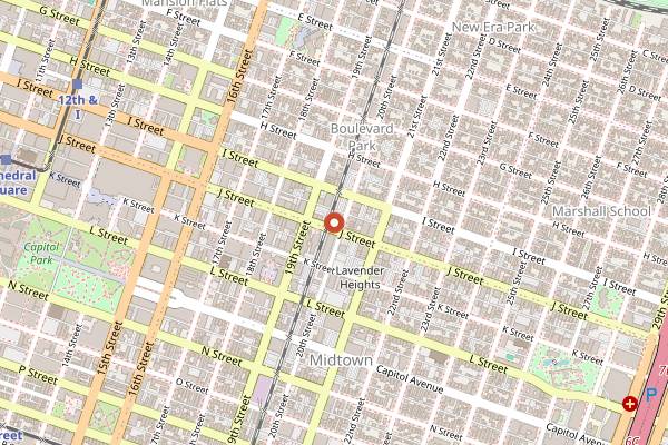Map showing Tank House BBQ and Bar in Sacramento