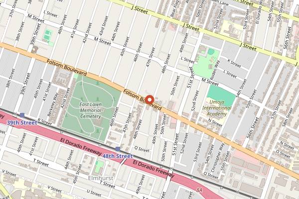 Map showing Chocolate Fish Coffee Roasters East Sac in Sacramento