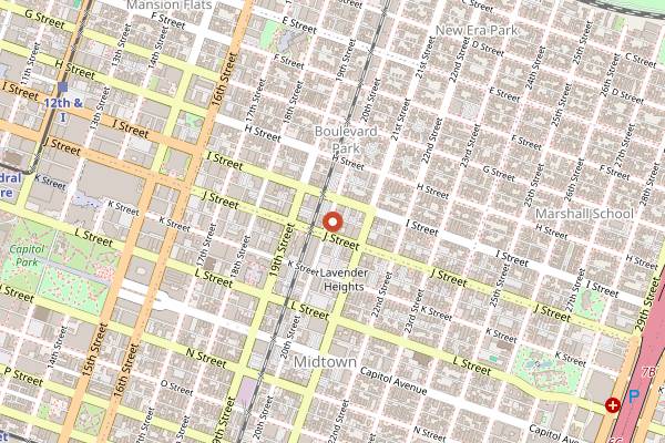 Map showing Pachamama Coffee Midtown in Sacramento