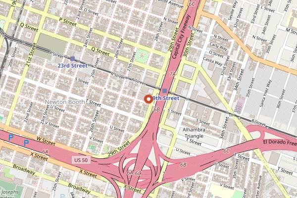 Map showing Temple Coffee Roasters S Street in Sacramento
