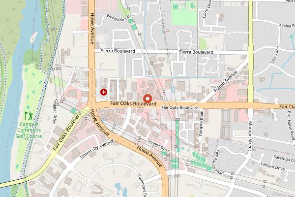 Map showing Williams Sonoma Cooking Class Pavilions in Sacramento