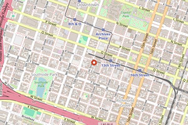 Map showing Plant Power Fast Food in Sacramento