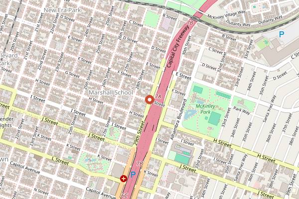 Map showing Veg Cafe & Bar in Sacramento
