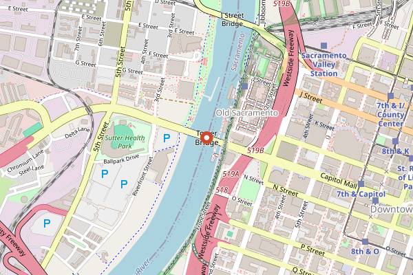 Map showing Tower Bridge Dinner in Sacramento