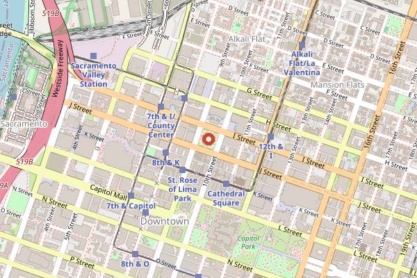 Map showing Hawks Restaurant in Sacramento
