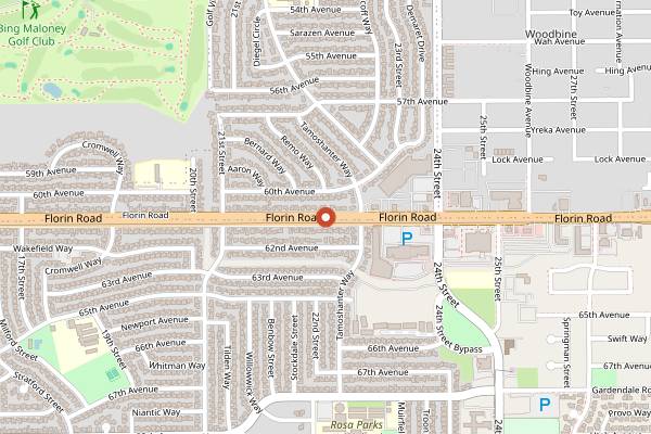 Map showing Florin Square in Sacramento