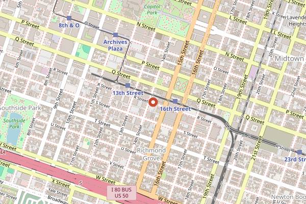 Map showing Ace of Spades in Sacramento