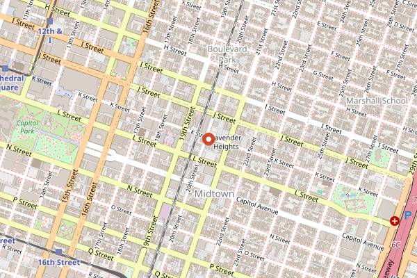 Map showing Faces Nightclub in Sacramento