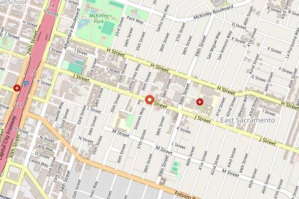 Map showing La Trattoria Bohemia in Sacramento