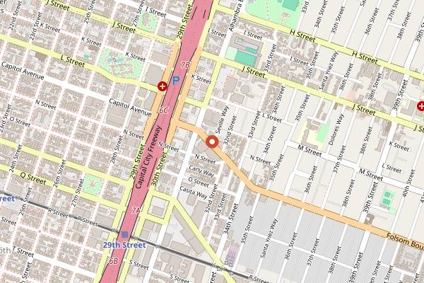 Map showing OBO' Italian Table & Bar in Sacramento
