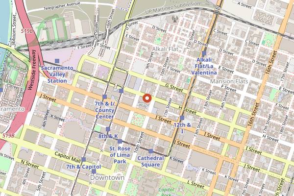 Map showing The Firehouse in Sacramento