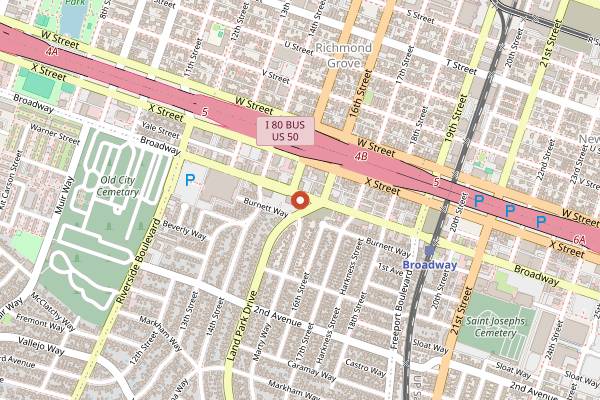 Map showing Tower Cafe in Sacramento