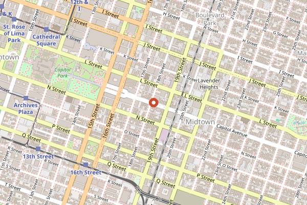 Map showing Zocalo in Sacramento