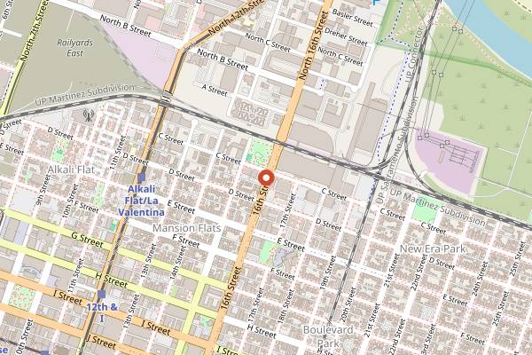 Map showing Taqueria Jalisco in Sacramento