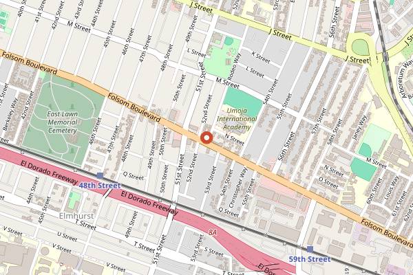 Map showing Allora Wine Bar in Sacramento