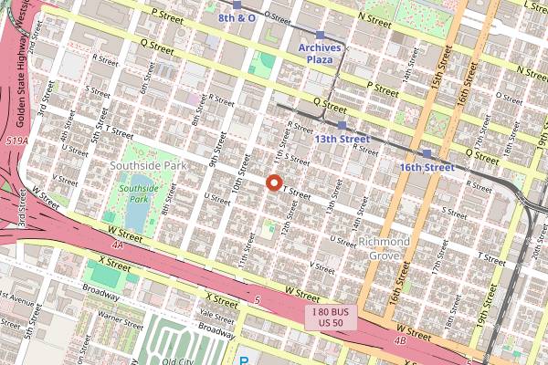 Map showing Betty Wine Bar and Bottle Shop in Sacramento